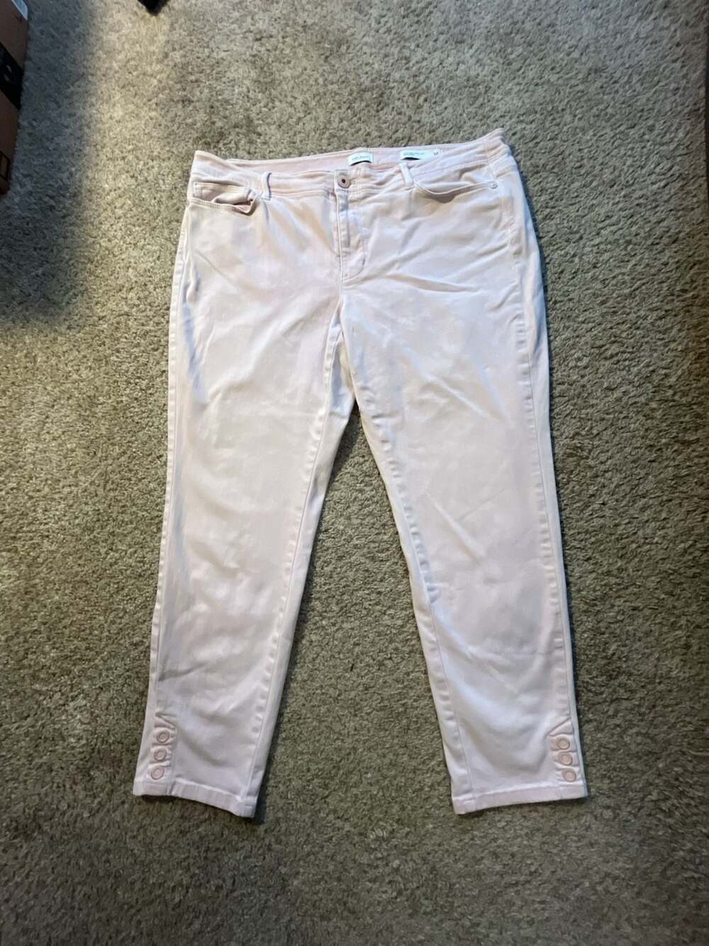 J. Jill Denim Authentic Fit Slim Ankle Jeans in Pale Pink, Size 14